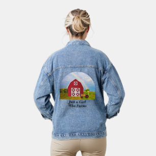Veste En Jean Red Barn Blue Sky Nom personnalisé Femmes