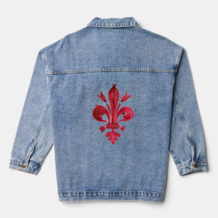 Veste En Jean RED FLEUR DE LIS Heraldi Floral