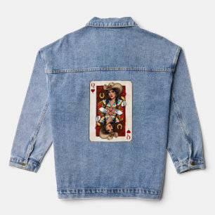 Veste En Jean Reine du Midwest des cartes Cœur Cowgirl Amour Cha