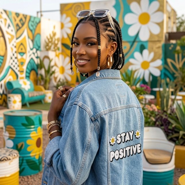 Veste En Jean Restez Positif (Créateur téléchargé)