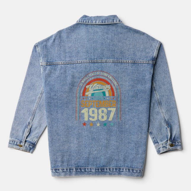 Veste En Jean Retro 35e anniversaire 35 ans d'être génial Sept (Verso)