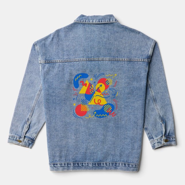 Veste en jean rétro 90 | Jean graphique de style v (Verso)