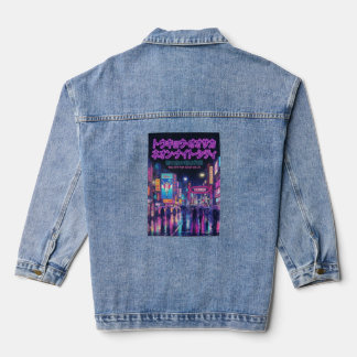Veste En Jean Retro 90s City Pop Night: Neon Tokyo & Osaka Rain