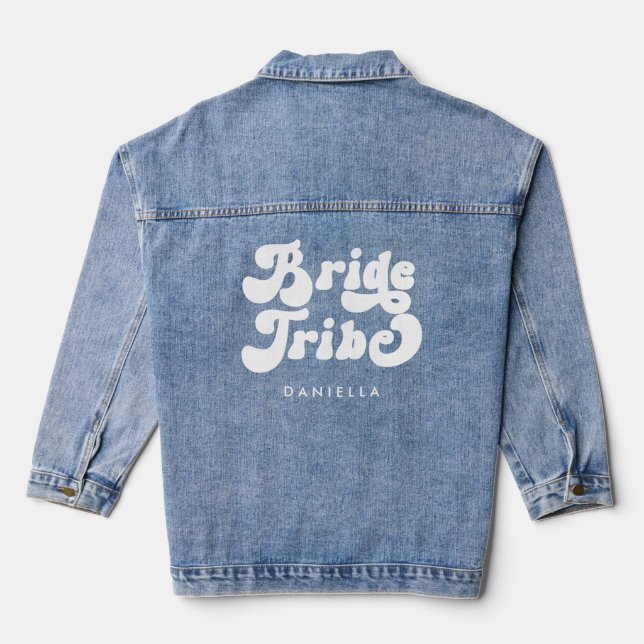Veste En Jean Retro Bride Tribe Personnalisé (Verso)