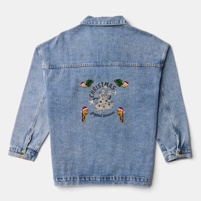 Veste En Jean Retro Cartoon Noël Joyeuse saison (Verso)