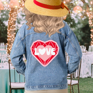 Veste En Jean Retro Diamond Heart Love Valentine's Day