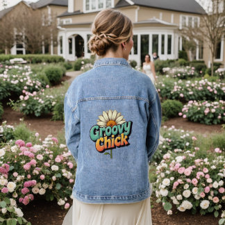 Veste En Jean Retro Groovy Chick Easter Daisy Flower Power