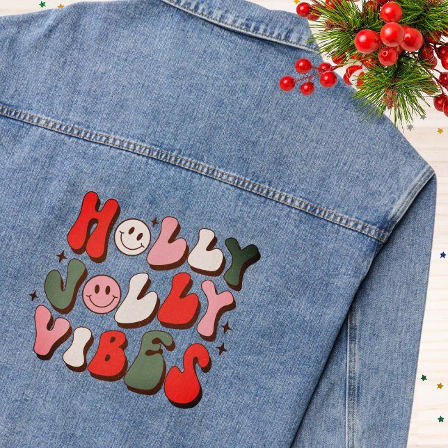 Veste En Jean Retro Noël Holly Jolly Vibes Vacances tendance (Créateur téléchargé)