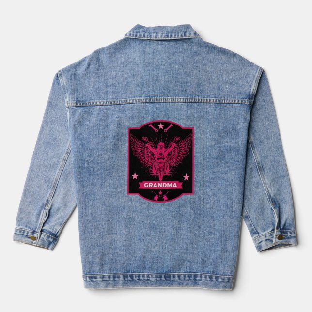 Veste En Jean Rider moto Grandma (Verso)