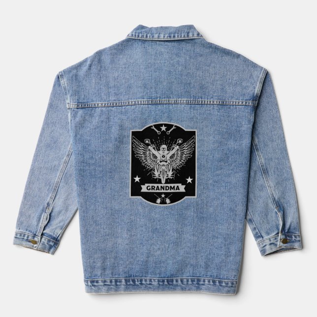 Veste En Jean Rider moto Grandma (Verso)