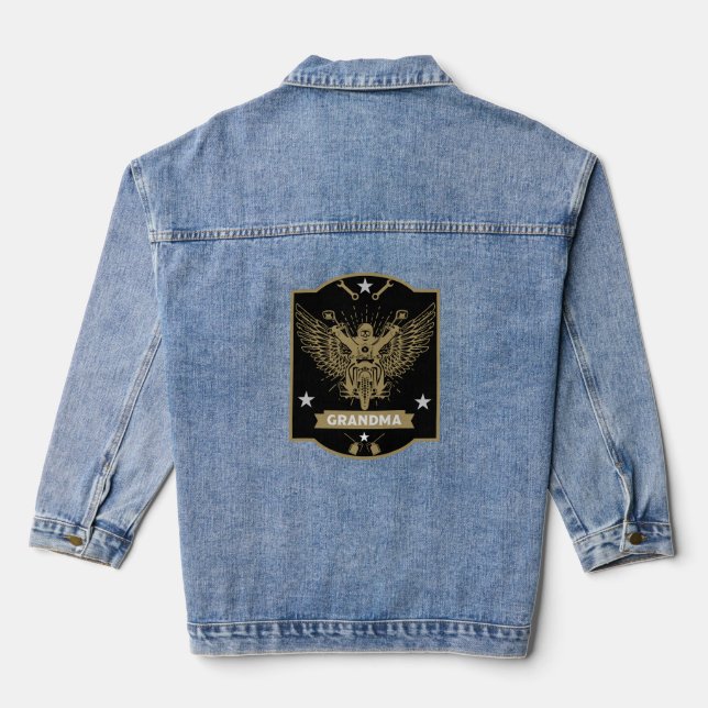Veste En Jean Rider moto Grandma (Verso)