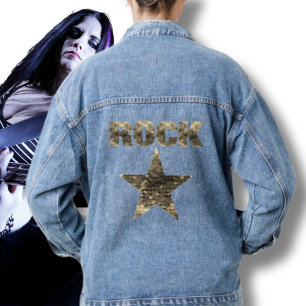 Veste En Jean Rock Star Gold Lettres Bleu