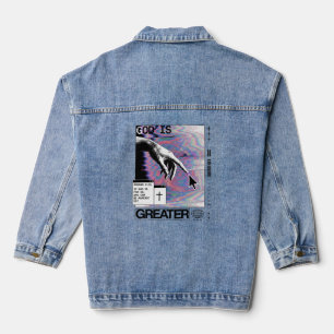 Veste En Jean Romans 8:31 Cyberpunk Main de Dieu Glitch Art