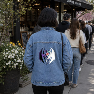 Veste En Jean Romantique Dragons Amour Fantastique Violet Blanc