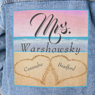Veste En Jean Rose Pâle Violet Mariage sur la Plage 2 Cœurs dans