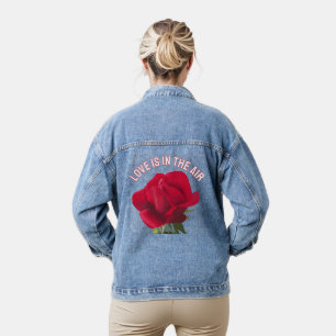 Veste En Jean Rose rouge - L'amour est dans l'air message
