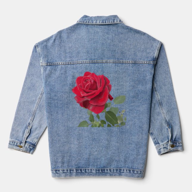 Veste En Jean Rose rouge - Peinture à la main (Verso)