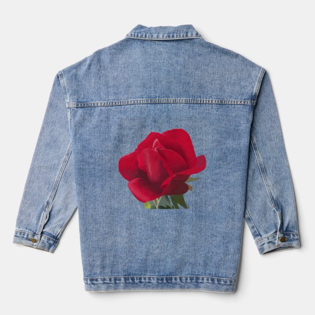 Veste En Jean Rose rouge - Rosier rouge (Verso)