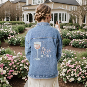 Veste En Jean Rosé Toute La Journée Vin Rose Champagne Lover Bub
