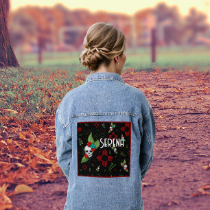Veste En Jean Roses crâne Zia Sun Green Black Nouveau-Mexique