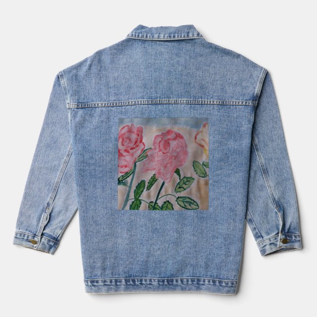 Veste En Jean Roses d'été Abstraits (Verso)