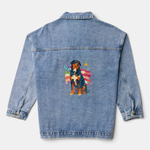Veste En Jean Rottweiler patriotique avec drapeau américain