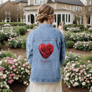Veste En Jean Rouge en forme de coeur Rose-Valentine's Day