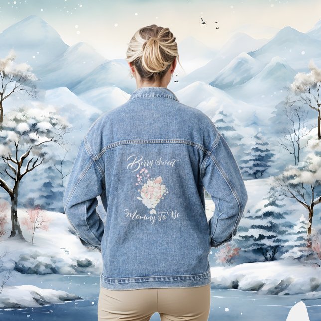 Veste En Jean Rouge fraise Bleu Berry Baby shower doux (Red Strawberry Blue Berry Sweet Baby Shower Denim Jacket)