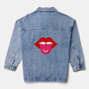 VESTE EN JEAN ROUGE LÈVRES CHAUDES LANCEZ LES DAMES T-SHIRTS