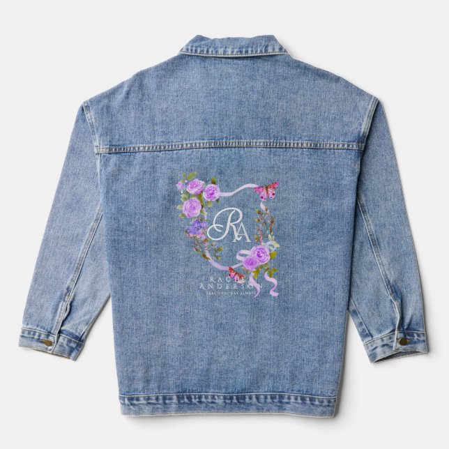 Veste En Jean Ruban de rose violette Chic Monogramme  (Verso)
