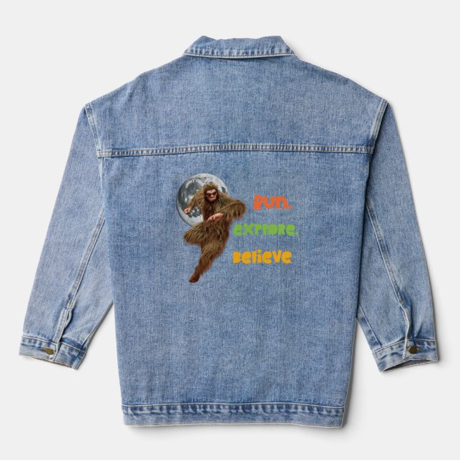 Veste En Jean Run, Explore, Believe Funny Bigfoot (Verso)