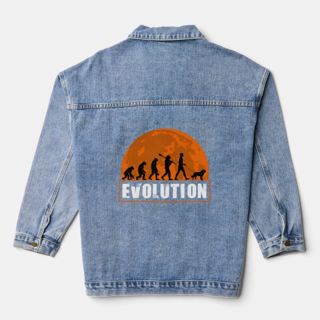 Veste En Jean Saint Bernard Chien Papa Évolution humaine (Verso)