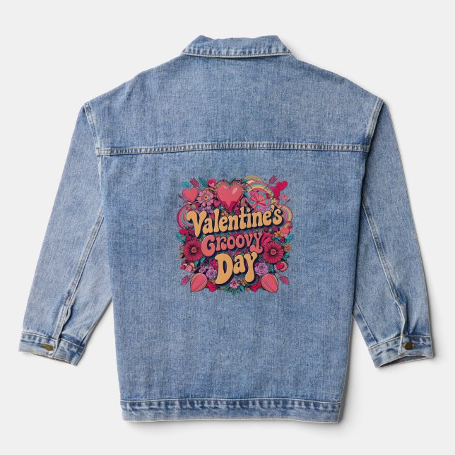 Veste En Jean Saint Valentin, super journée, clipart rétro (Verso)