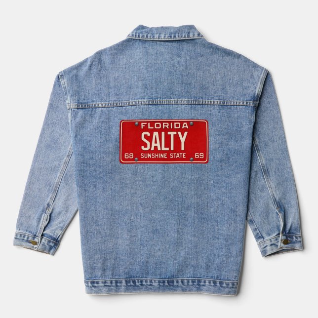 Veste En Jean Salty Life 1969 | Retro Red Florida License Plate (Verso)