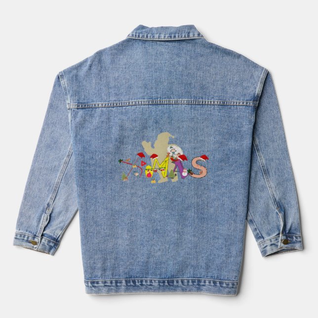 Veste En Jean Salutations de Noël Musiques rouges (Verso)