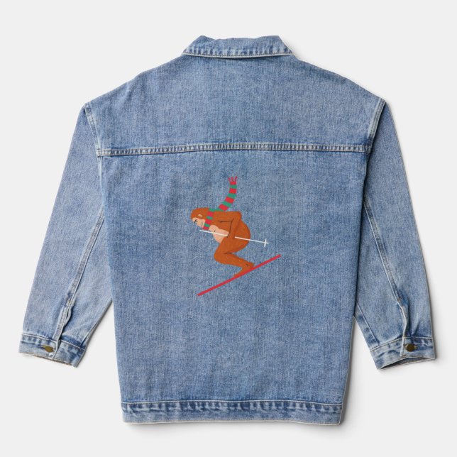 Veste En Jean sasquatch de noël bigfoot yeti ski (Verso)