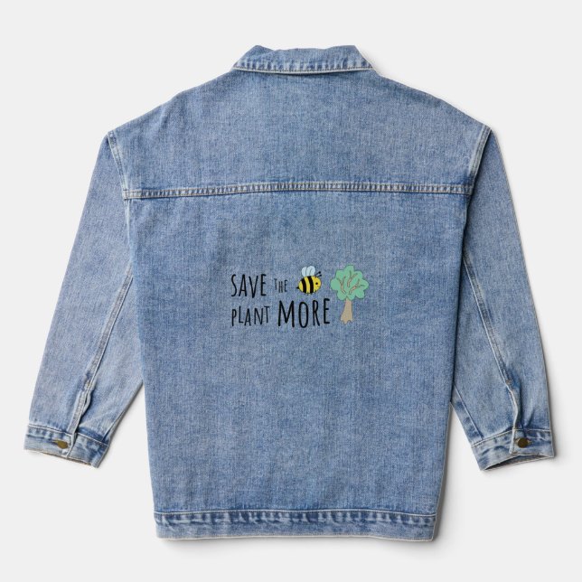 Veste En Jean Sauvez les abeilles, Plante plus d'arbres! (Verso)