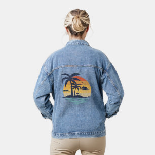 Veste En Jean Scène estivale tropicale