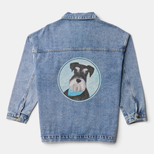 Veste En Jean Schnauzer (Miniature) Peinture - Chien original mi (Verso)