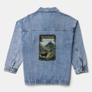 Veste En Jean Scotland Design : Highland Cow, Castle, and Scener
