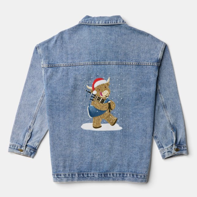 Veste En Jean Scottish Highland Cow Christmas Piper (Verso)
