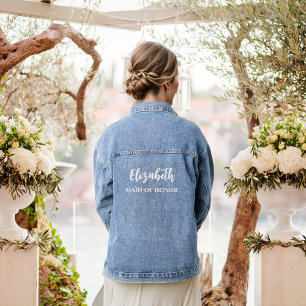 Veste En Jean Script de calligraphie moderne Maid of Honor Maria