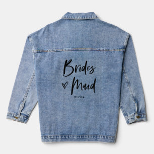 Veste En Jean Script décontracté et coeur   Chic Bridesmaid