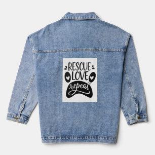 Veste En Jean Secourir l'amour Répéter le chien Paw Tee