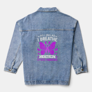 Veste En Jean Sensibilisation à la fibrose kystique Ruban violet