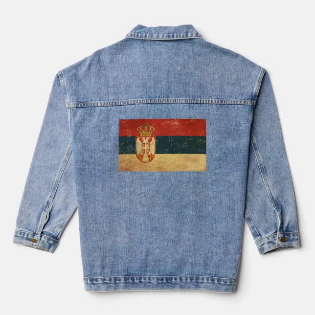 Veste En Jean Serbie Drapeau féminin (Verso)