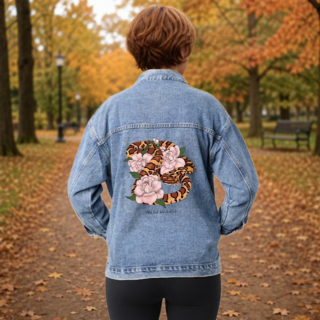 Veste En Jean Serpent des blés Fleurs roses Vert (Créateur téléchargé)