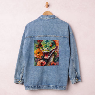 Veste En Jean Serpent floral Denim Jacket - Stylo avec Twist