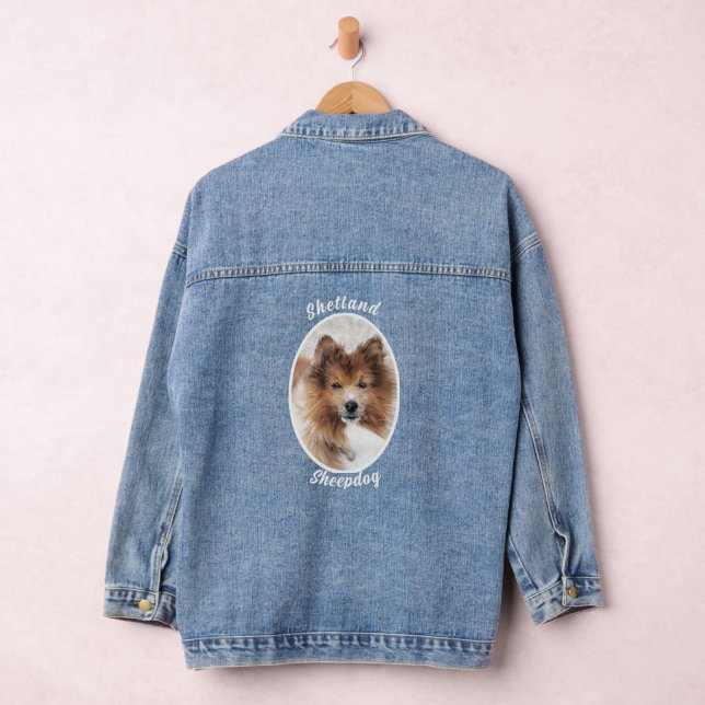 Veste En Jean Shetland Sheepdog animal de compagnie Portrait chi (Hangar)