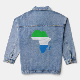Veste En Jean Sierra Leone Drapeau Afrique Continent Silhouette